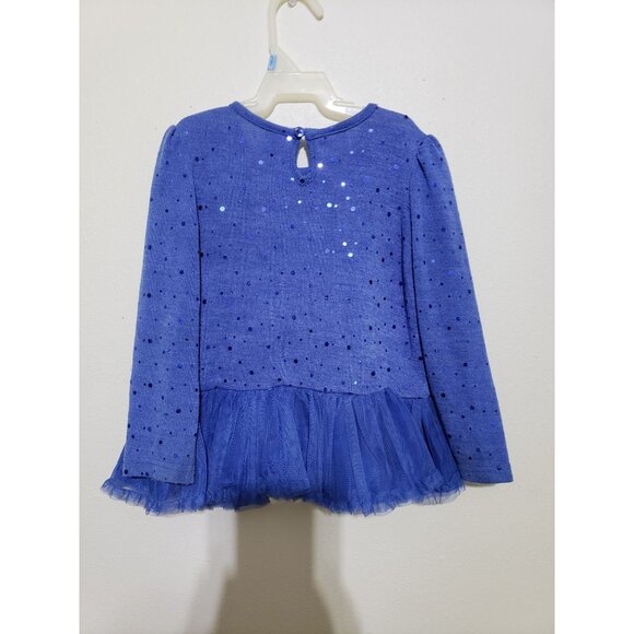Kidgets blue, long sleeve, sparkly, peplum top with a bow, size 3T - Picture 5 of 6